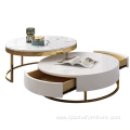 White Marble Nesting Rotatable Coffee Table